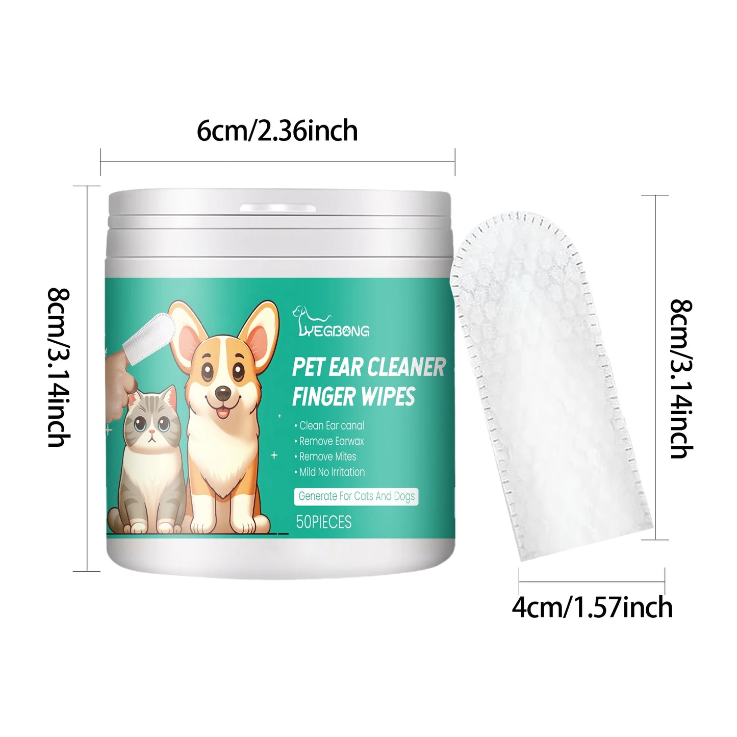 YEGBONG Pet Finger Wipes Multipurpose For Ear Mite Eyes Paws