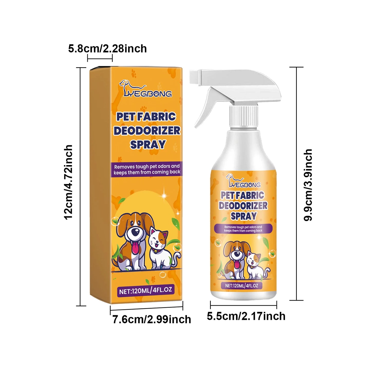 YEGBONG Pet Deodorant Spray Urine Odor Eliminator for Dogs Cats