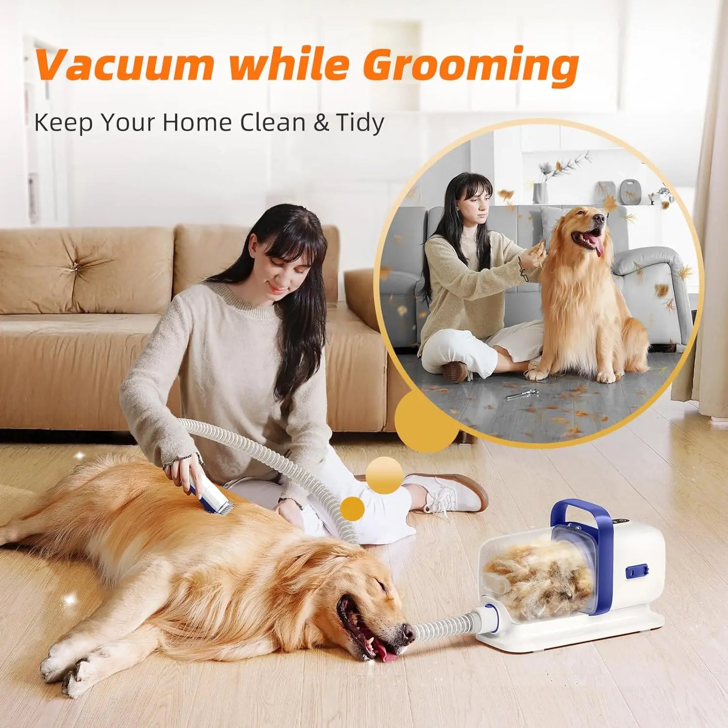 Pet Grooming Kit With Vacuum And Low Noise Clippers 15000Pa