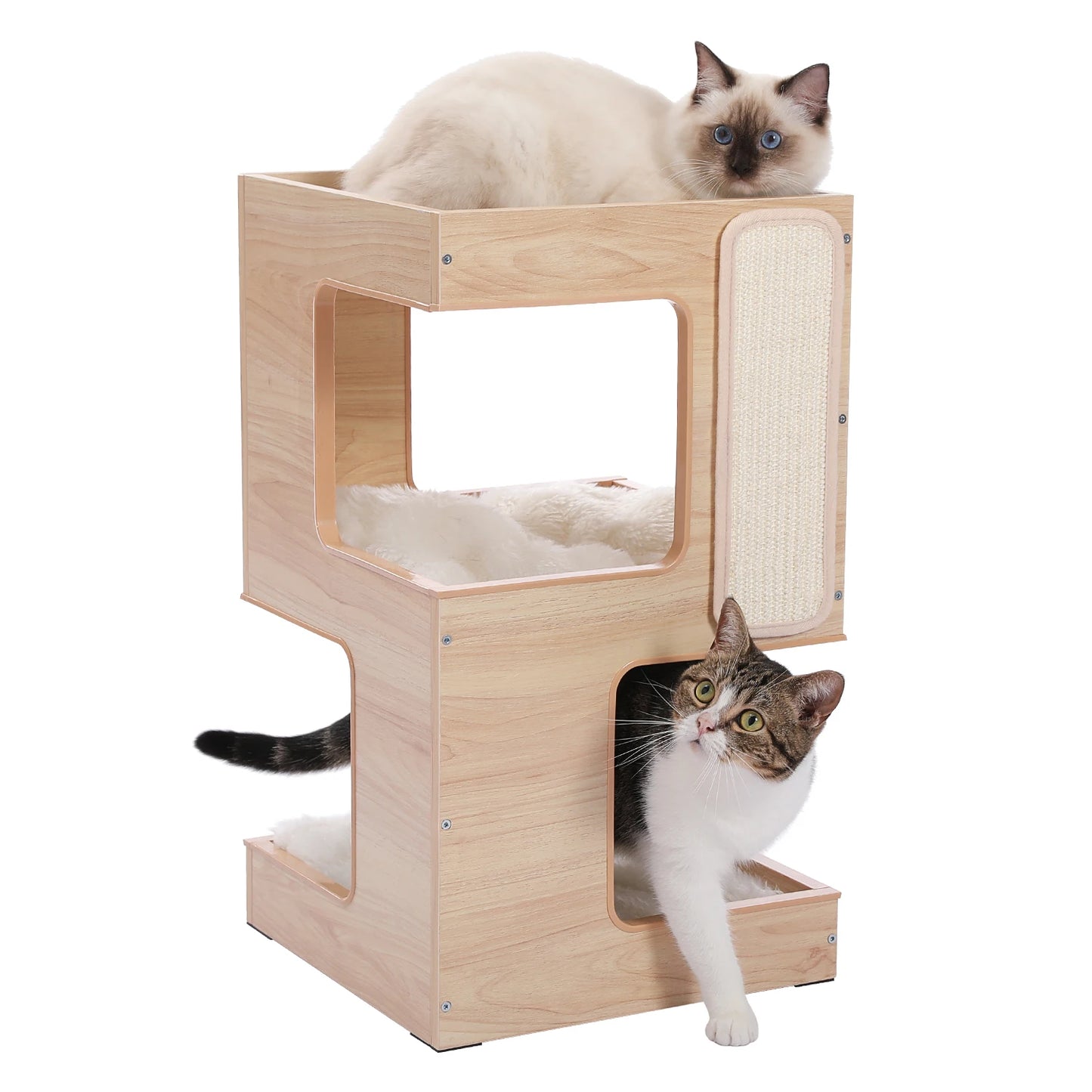 PAWZ Road Wood Cat Condo With Scratching Pad Removable Mats