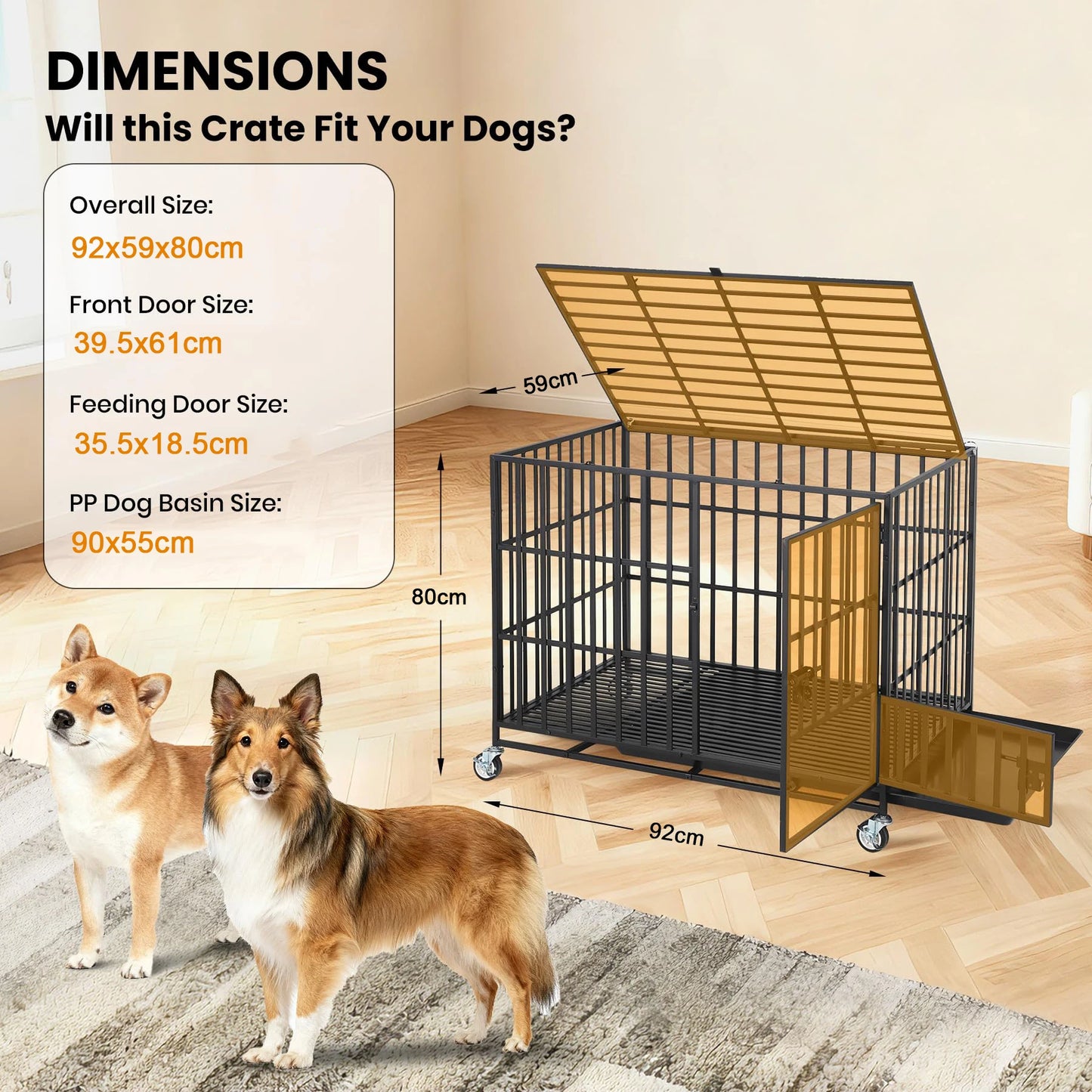 HiMISS Heavy Duty Escape Proof Metal Dog Crate With Doors