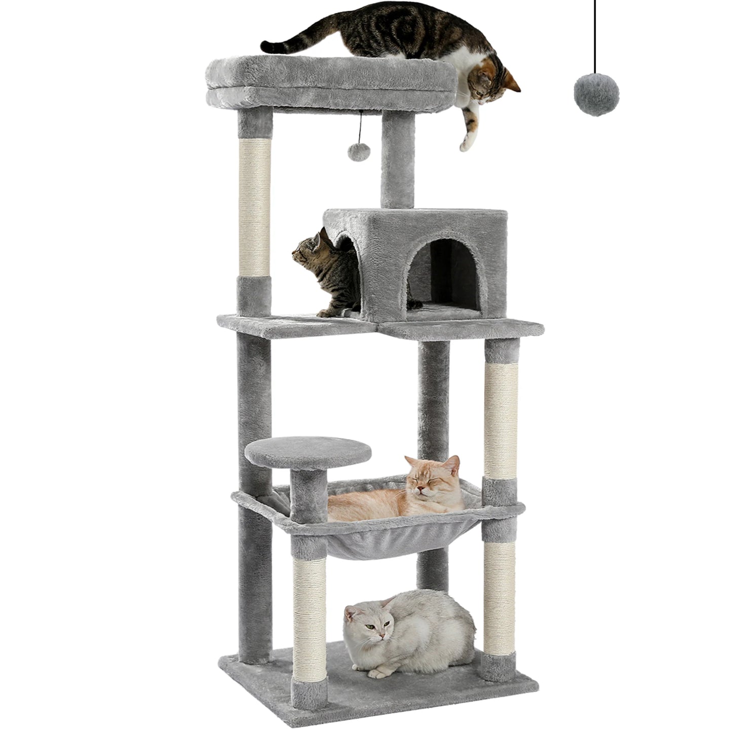 PEQULTI Multi-Level Cat Tree With Scratching Posts And Cozy Hammock