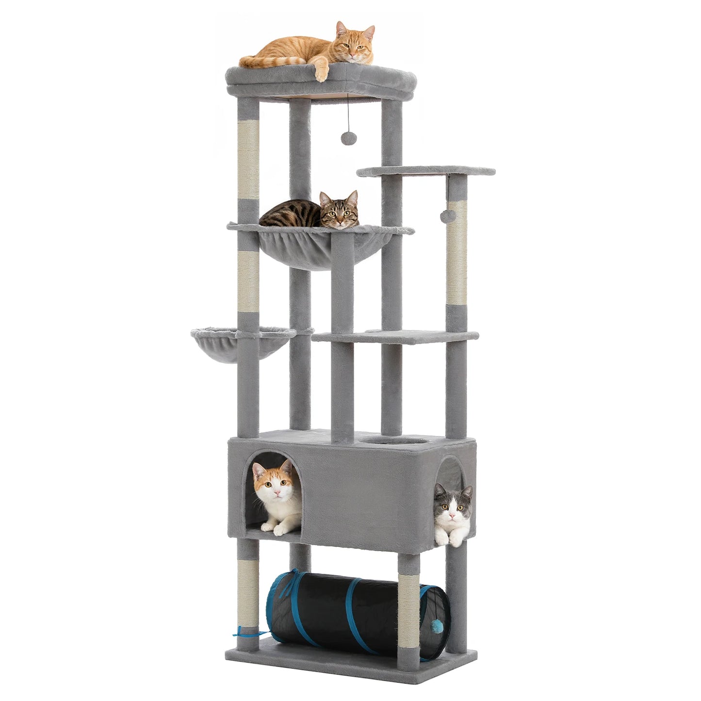 PAWZ Road Tall Cat Tree with Large Condo and Tunnels