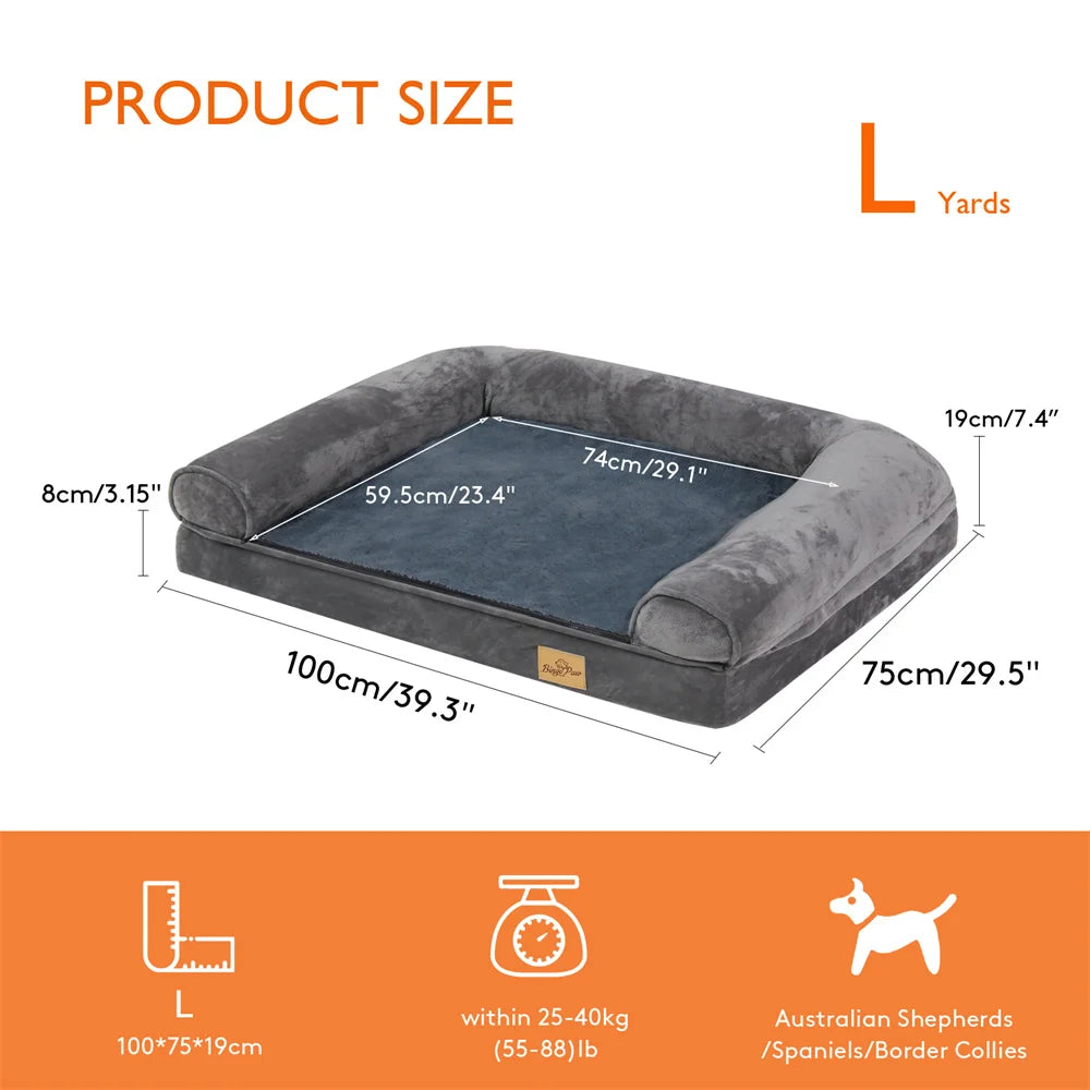 BORWART Calming Orthopedic Memory Foam Dog Bed With Removable Cover