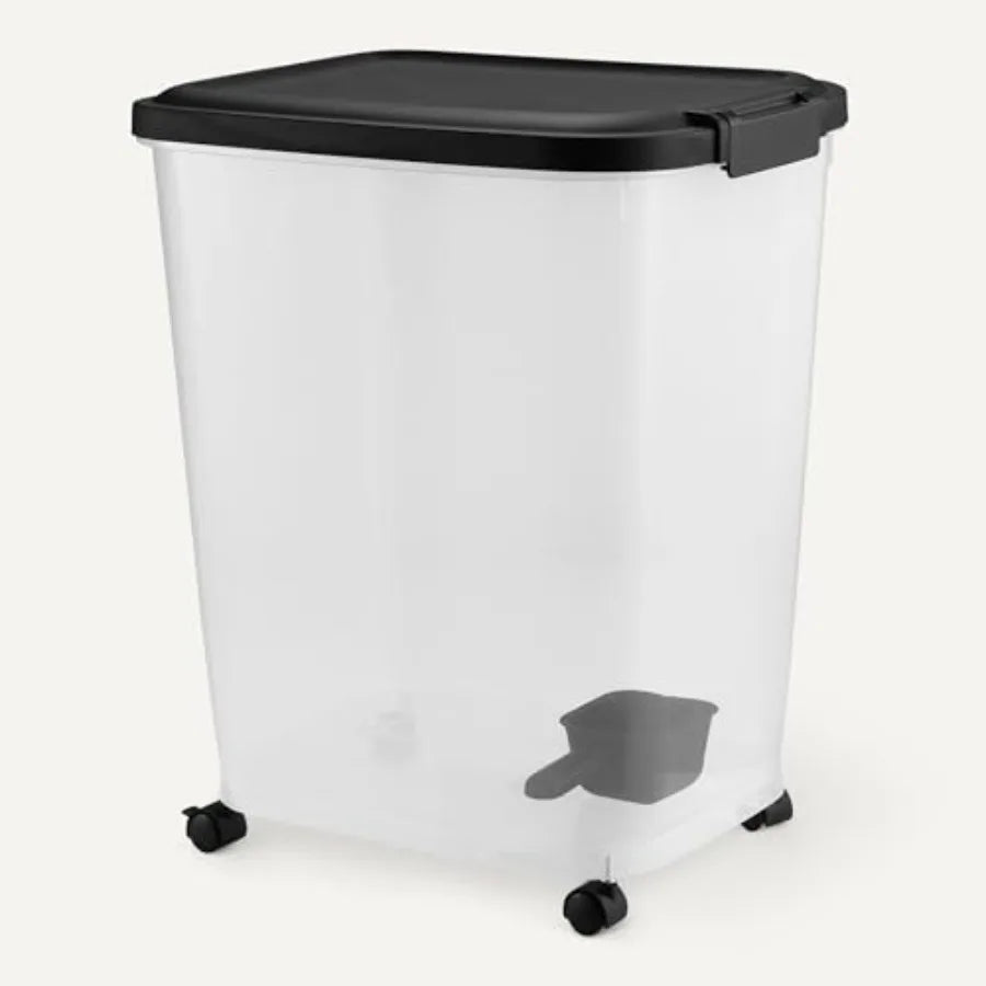 Pet Food Storage Container With Rolling Wheels BPA Free Scoop