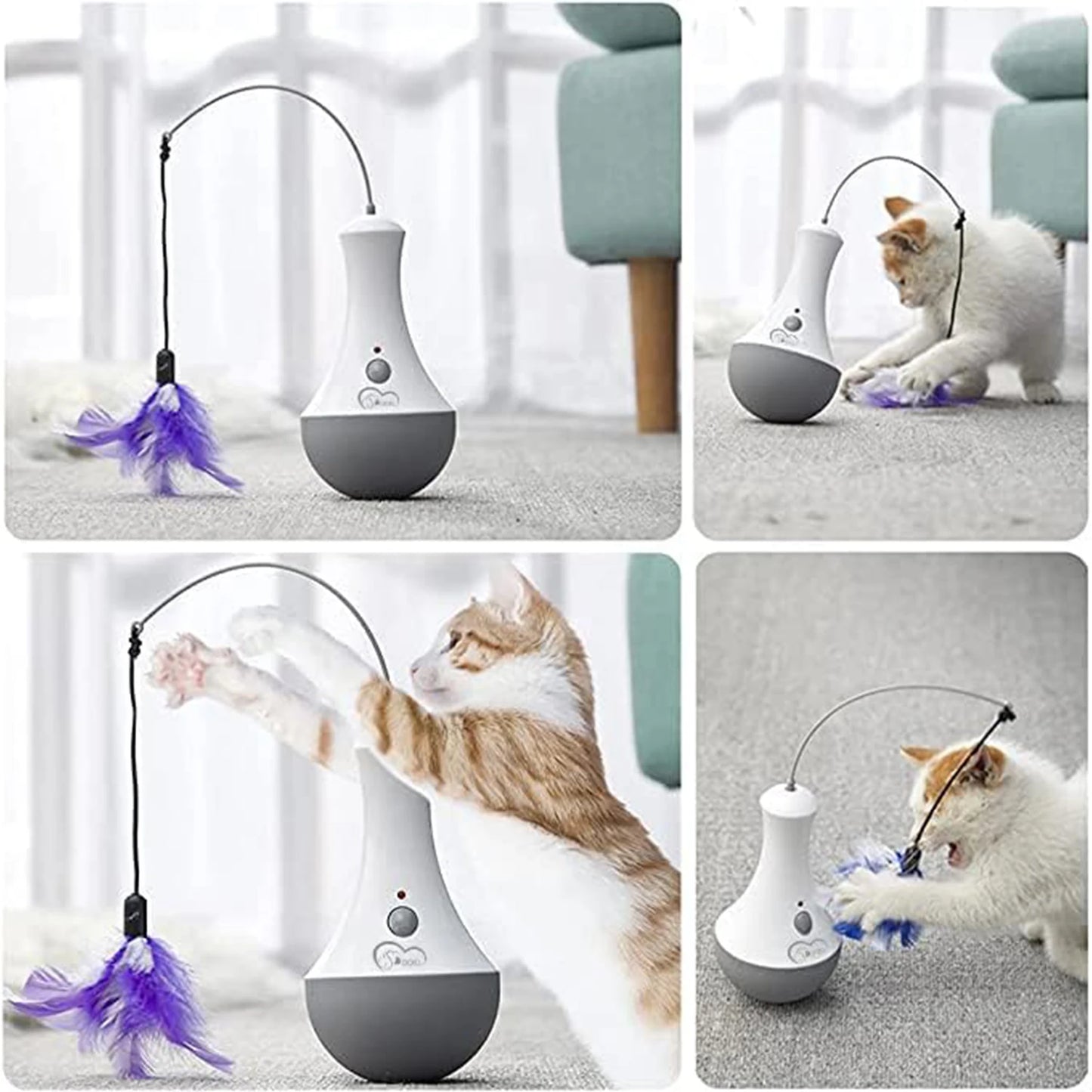 NONECN DOEL Cat Interactive Feather Toy for Indoor Play