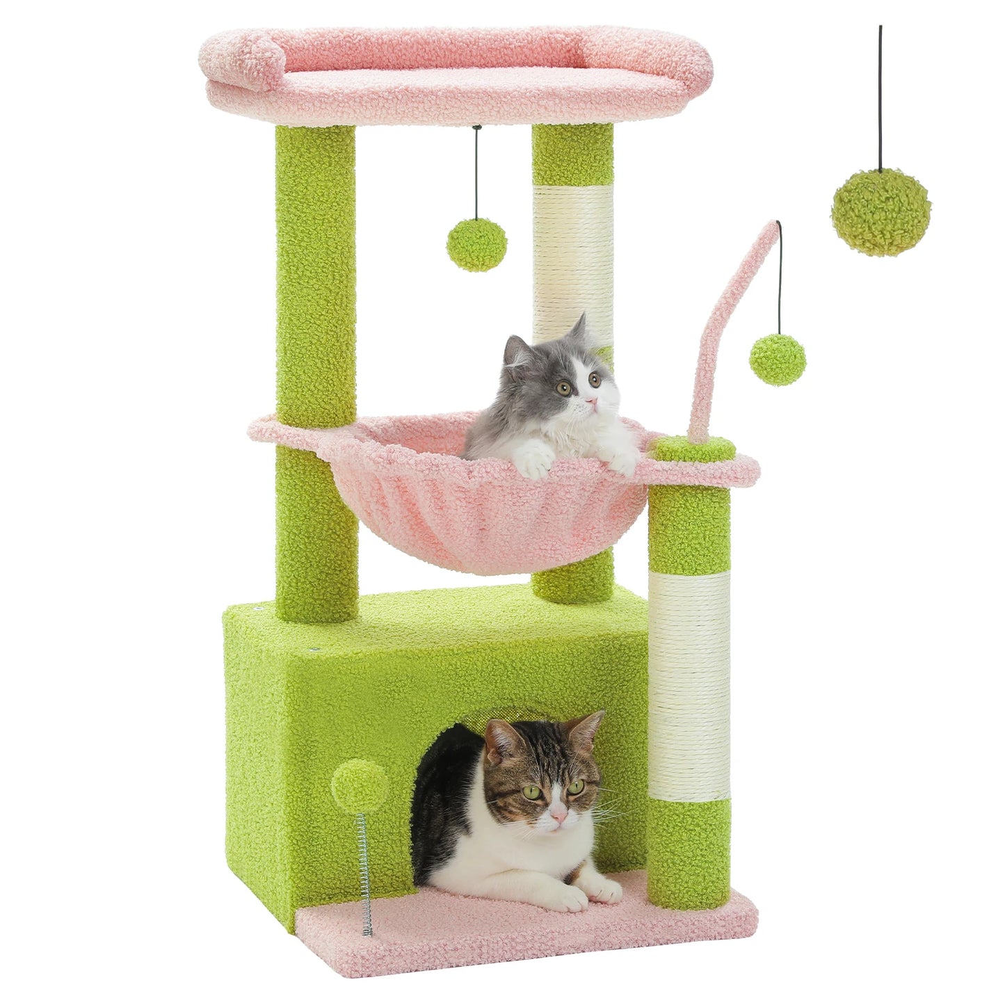 PAWZ Road 4 In 1 Cat Tree With Condo Hammock And Scratching Post