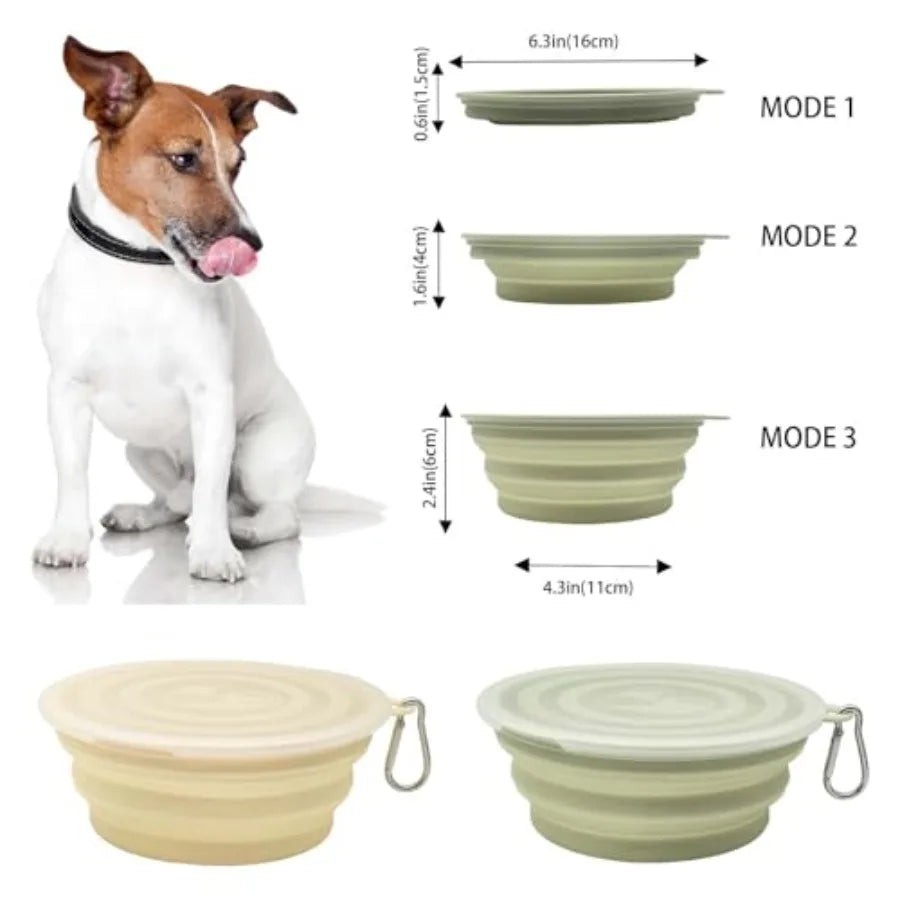 Collapsible Dog Bowl Pack 2 Portable Foldable Travel Bowls