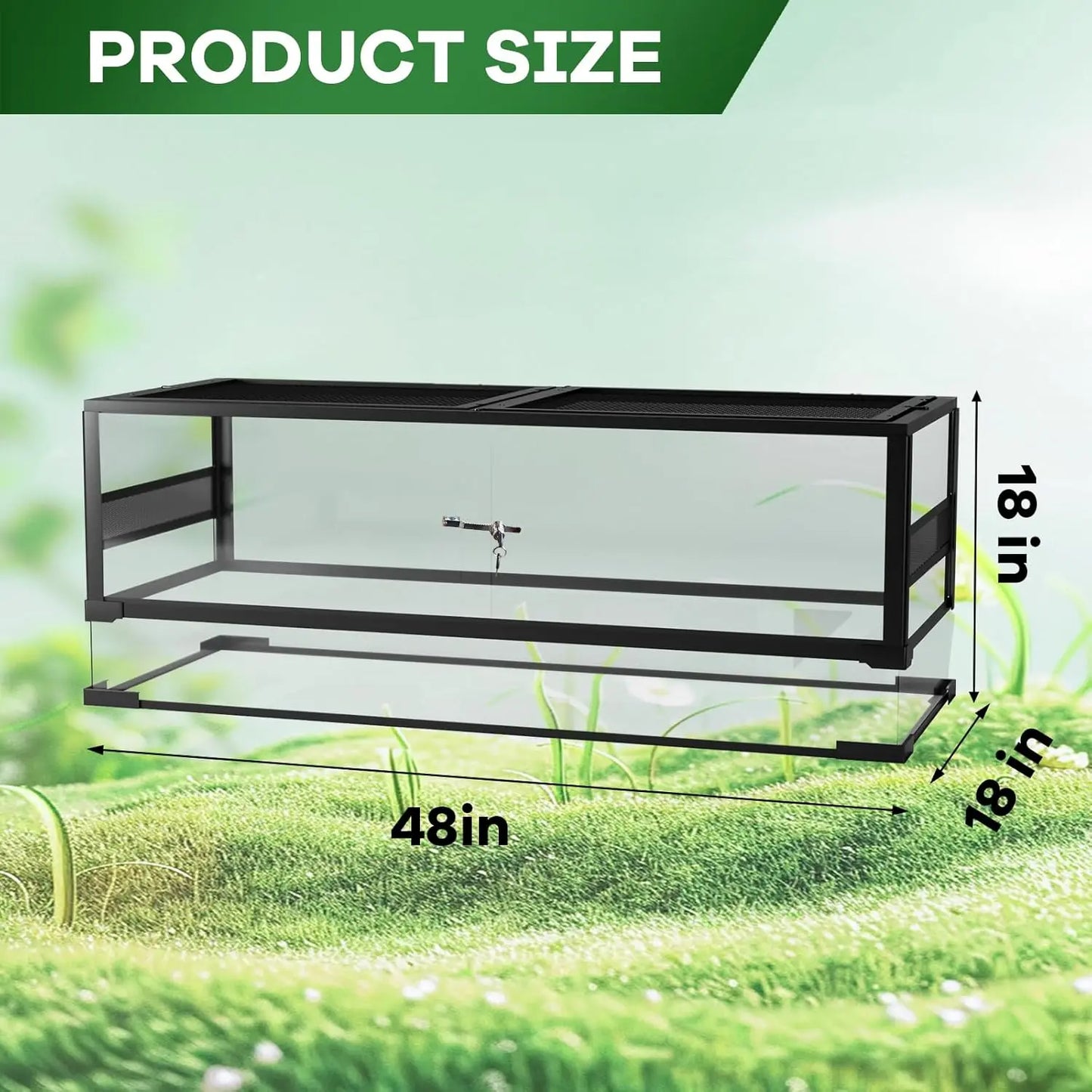 HiMISS Anti-Escape Reptile Glass Terrarium With Top And Side Ventilation