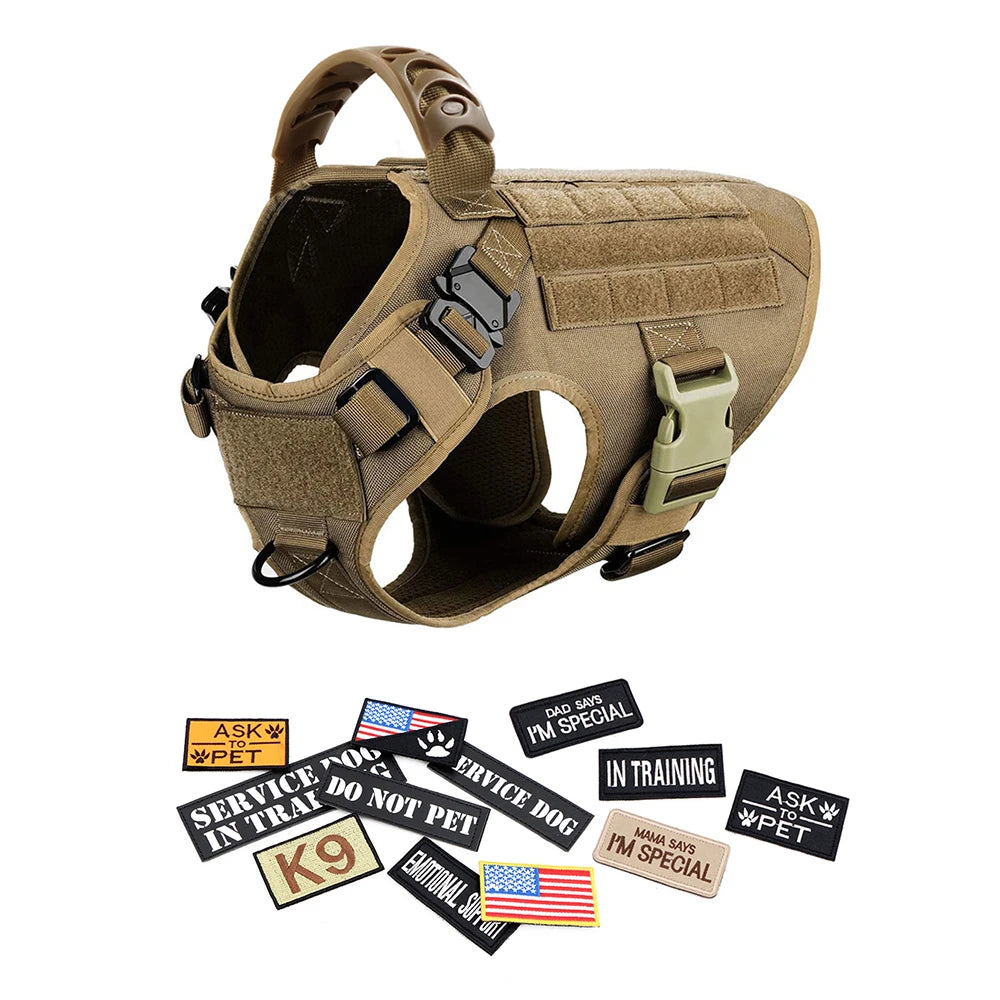 PETRAVEL Military Large Dog Harness Vest Set for Training Malinois