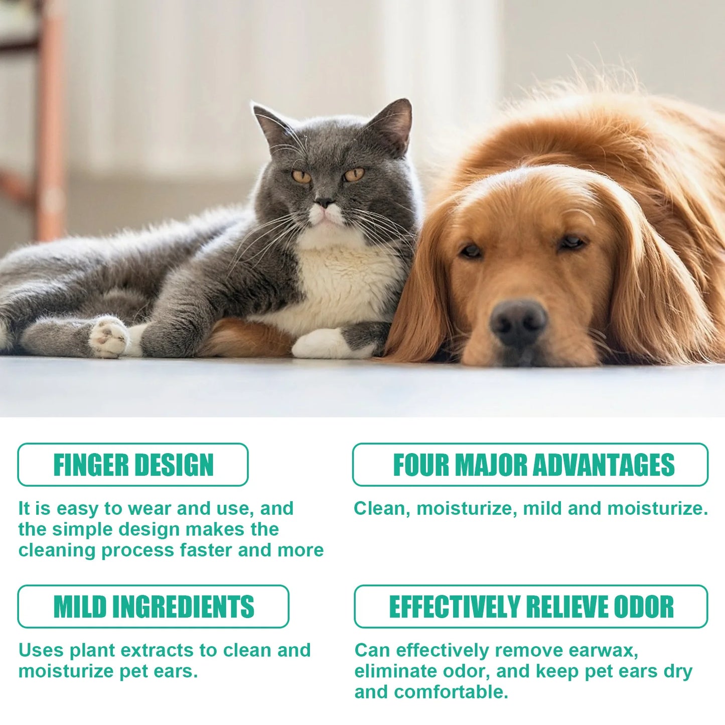 YEGBONG Pet Finger Wipes Multipurpose For Ear Mite Eyes Paws