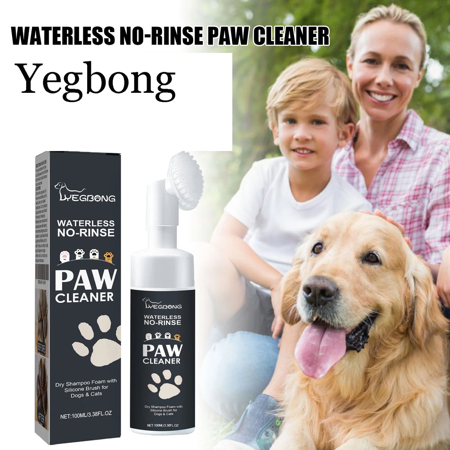 YEGBONG Waterless Pet Paw Cleaner No Rinse Nourishing Formula