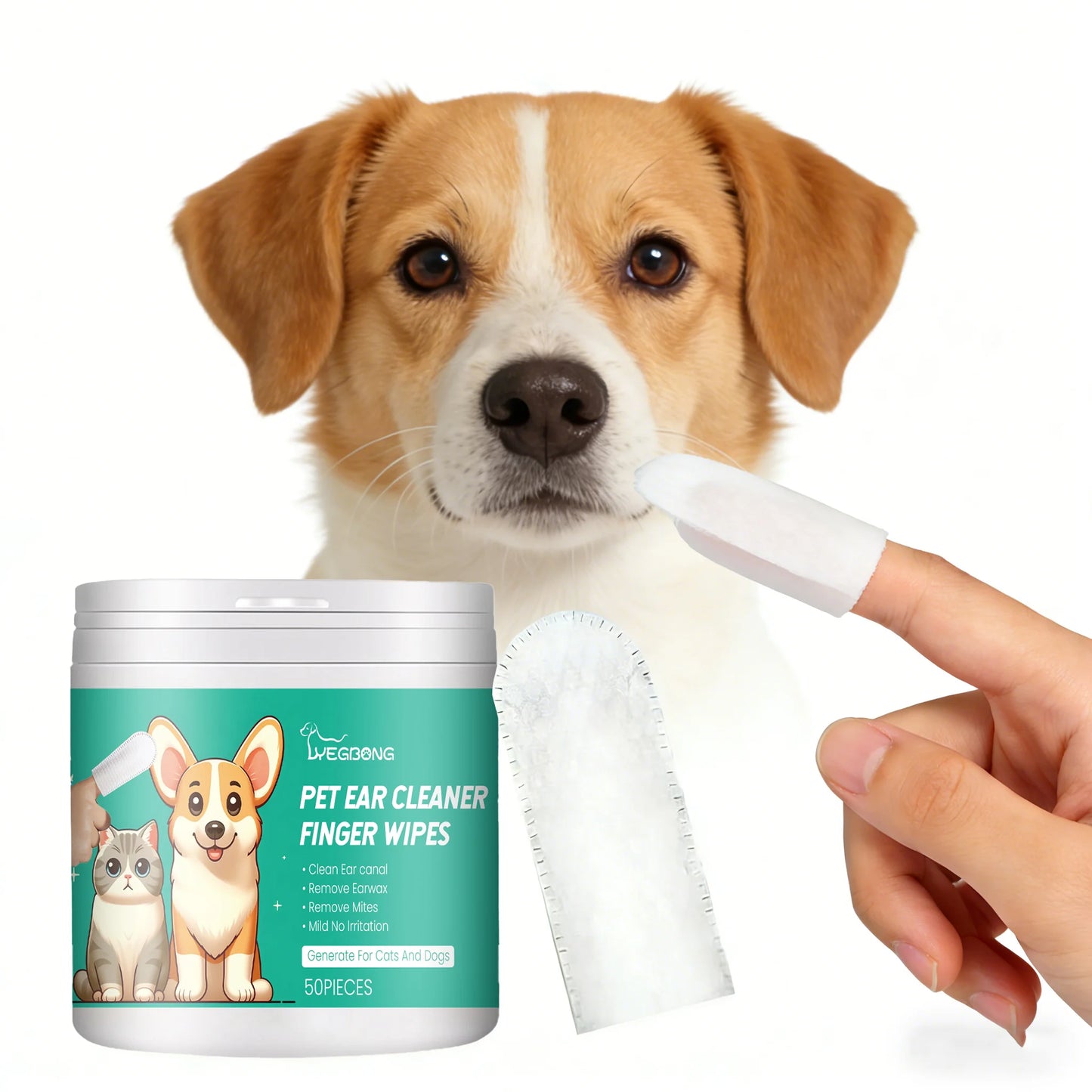 YEGBONG Pet Finger Wipes Multipurpose For Ear Mite Eyes Paws