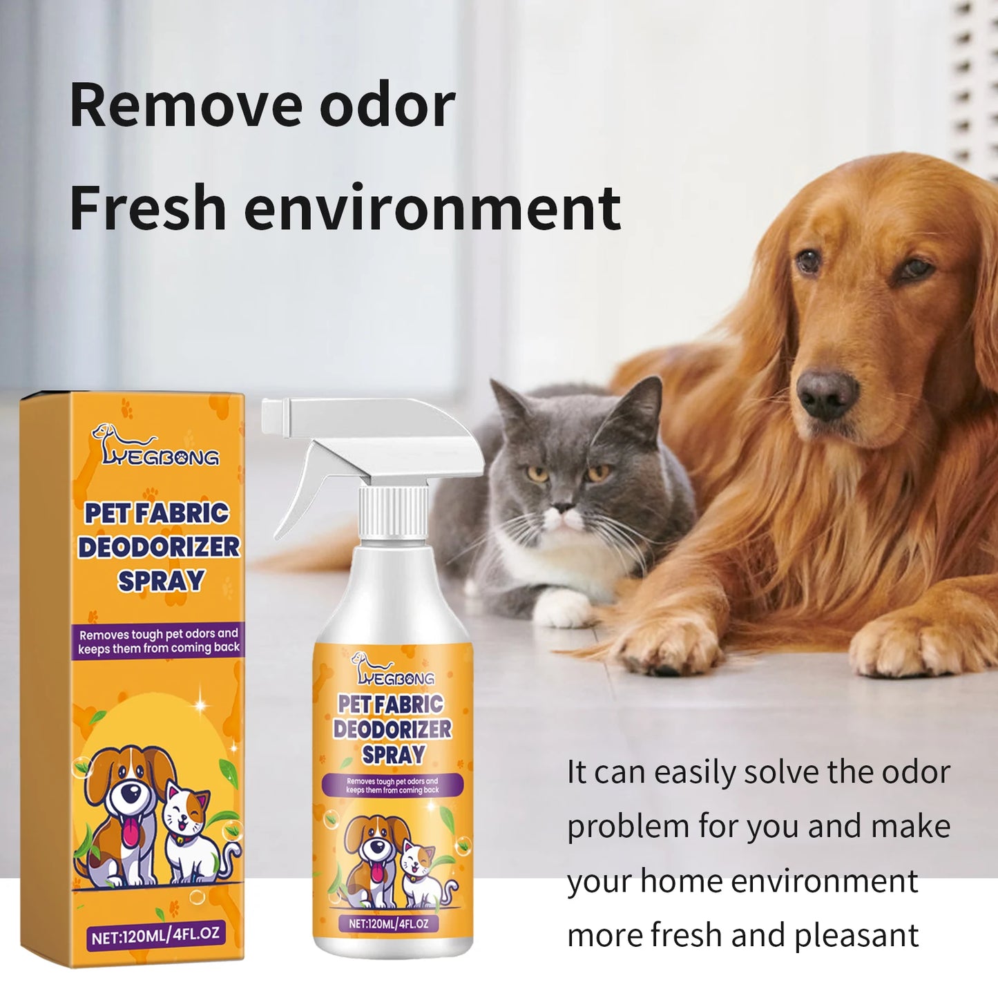 YEGBONG Pet Deodorant Spray Urine Odor Eliminator for Dogs Cats