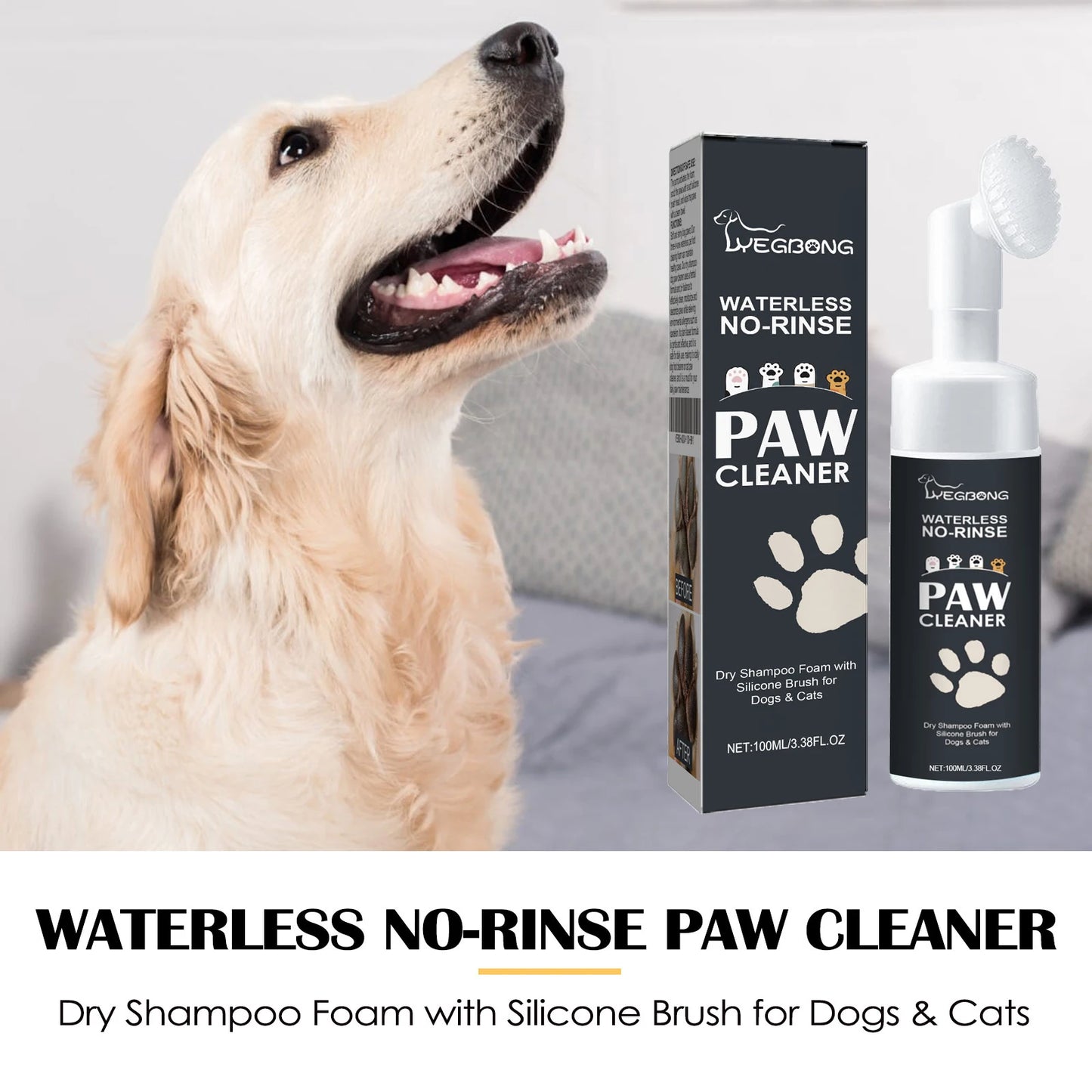 YEGBONG Waterless Pet Paw Cleaner No Rinse Nourishing Formula