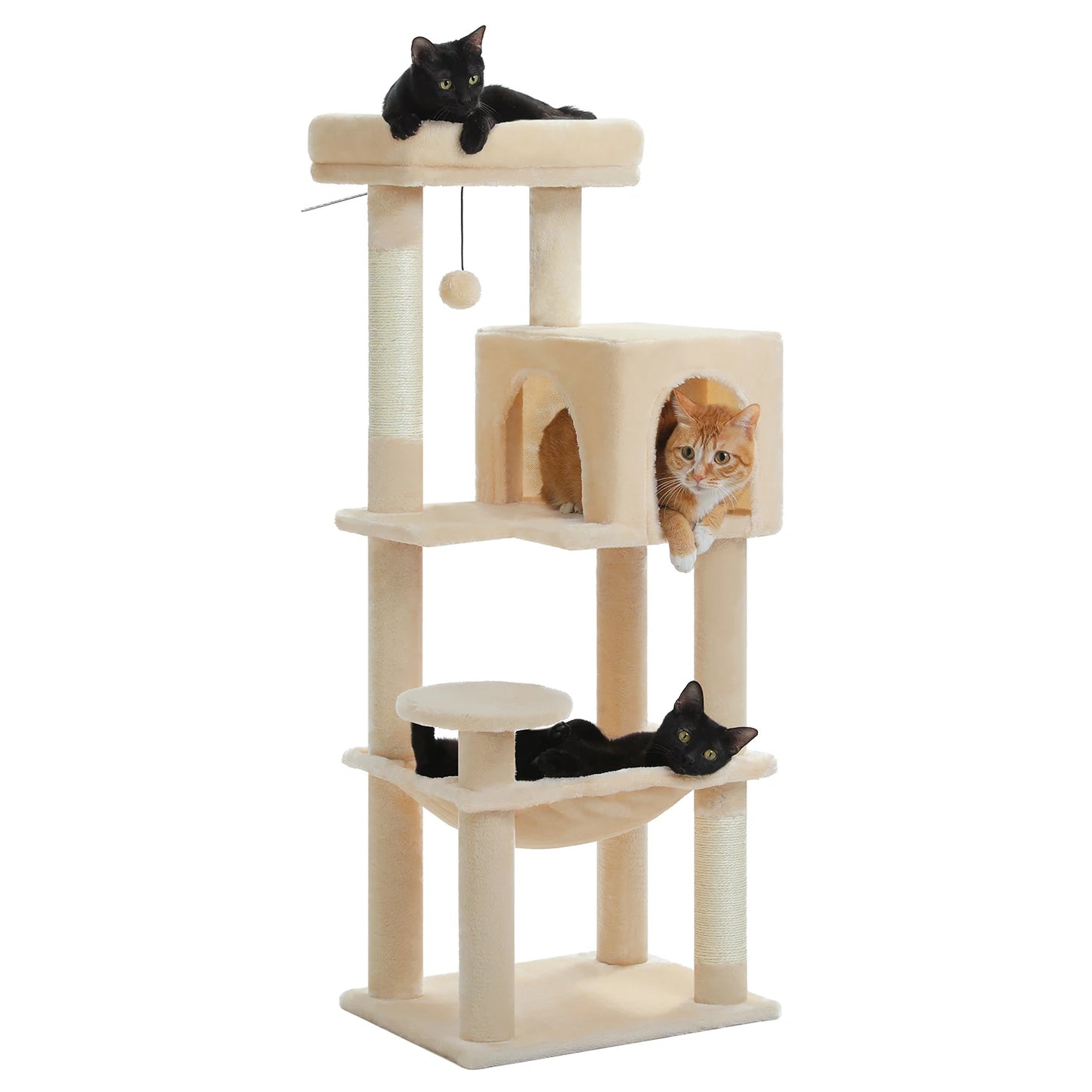 PEQULTI Five Level Cat Tree Tower With Top Perch Hammock
