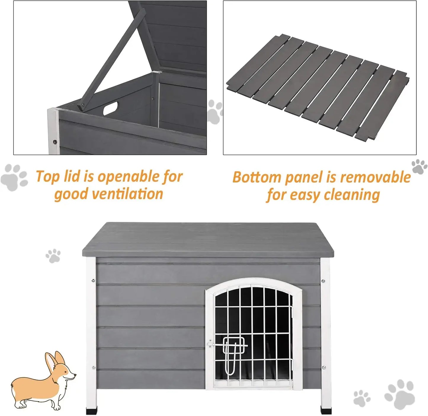 Wooden Dog Cage With Openable Top And Locking Wire Door