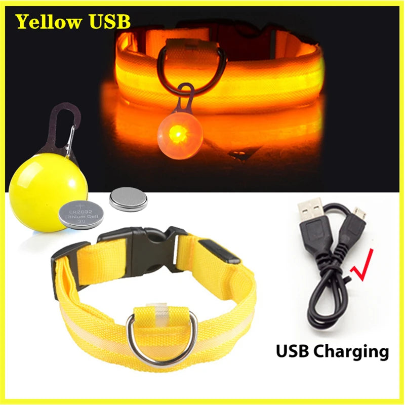 NONECN Usb Charging Glowing Dog Collar With Pendant Led Light