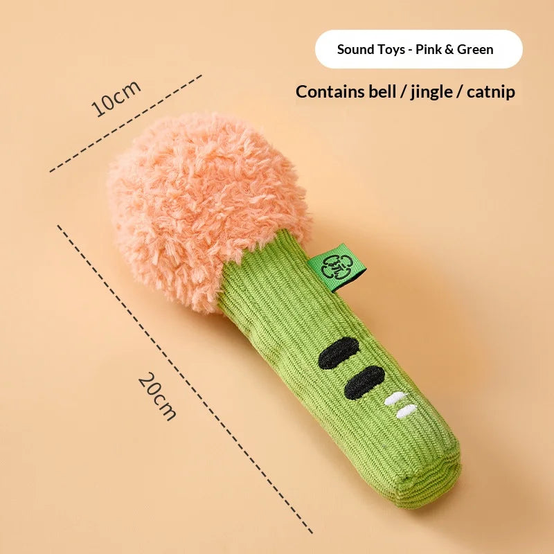 Self Play Cat Toy Crinkle Paper Squeaky Teaser Wand