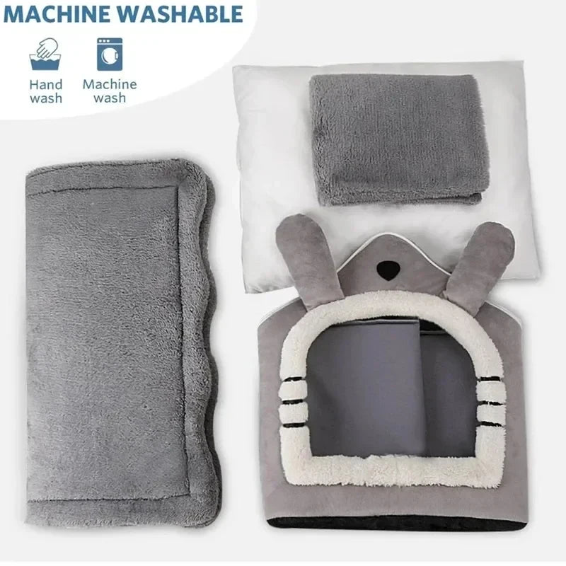Indoor Soft Pet House Bed With Removable Washable Cushion
