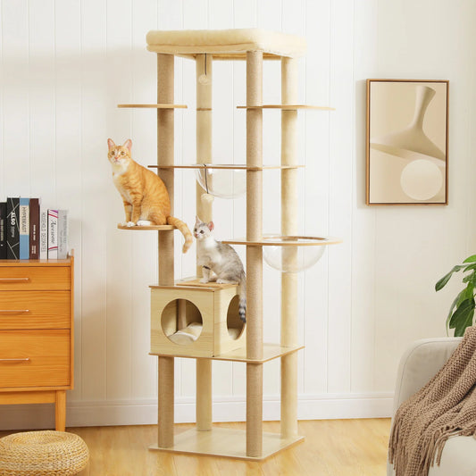 PAWZ Ro Multi-Level Cat Tree Indoor Wood Tower With Scratching Posts