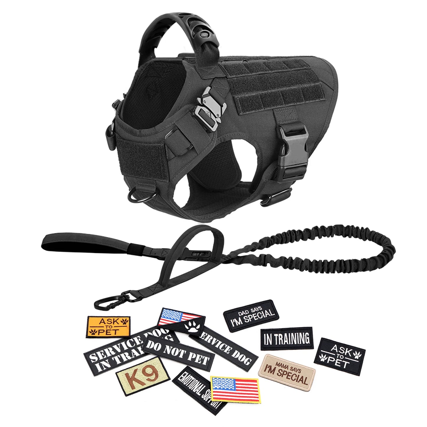 PETRAVEL Military Large Dog Harness Vest Set for Training Malinois