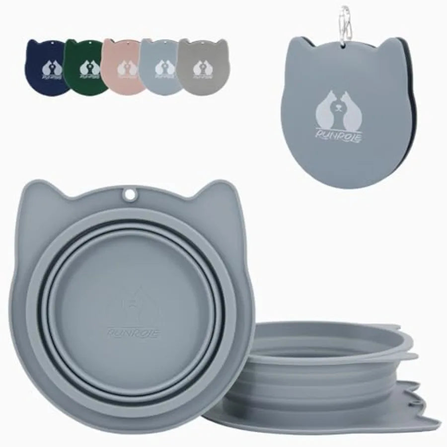 2-In-1 Collapsible Silicone Travel Bowls For Dogs And Cats