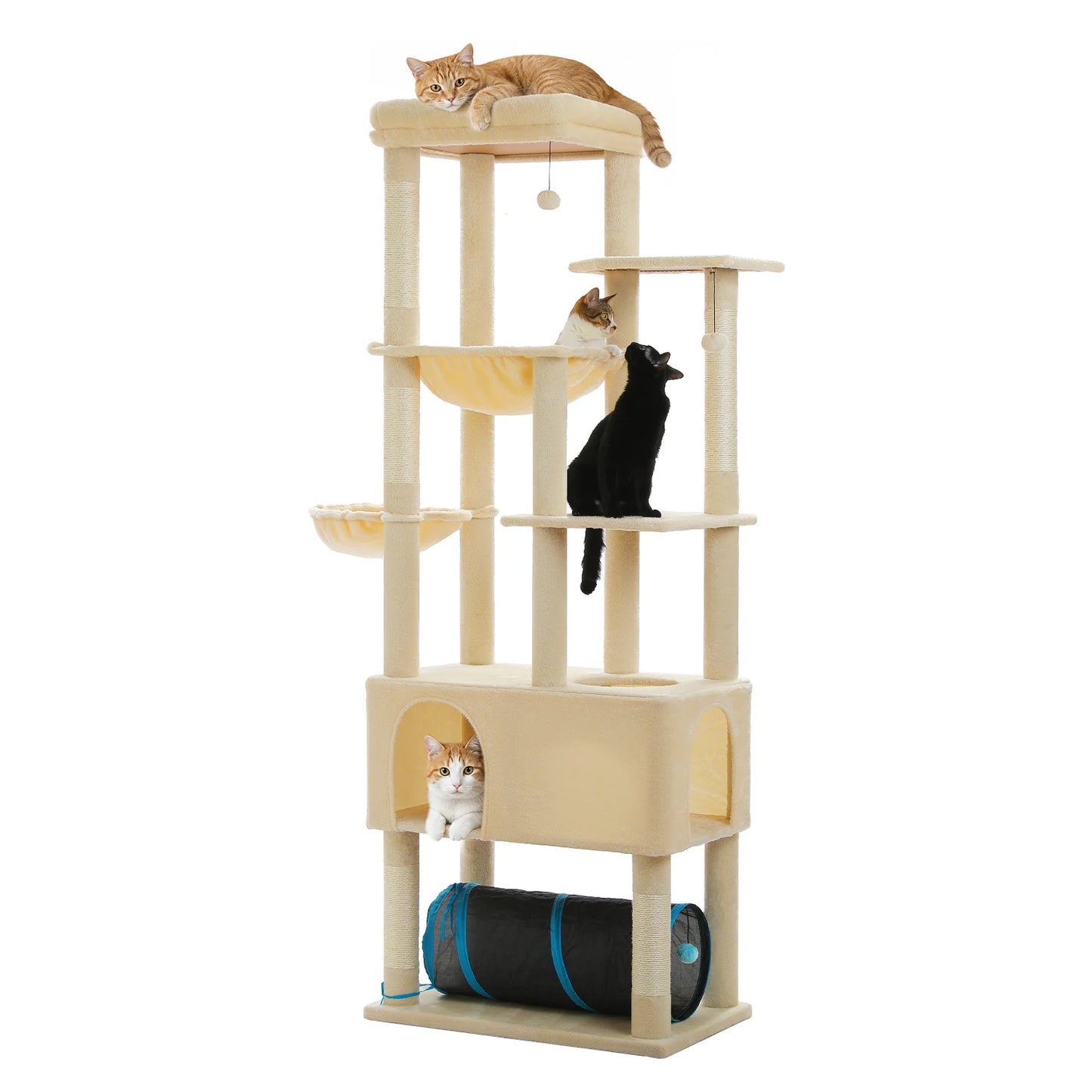 PAWZ Road Tall Cat Tree with Large Condo and Tunnels