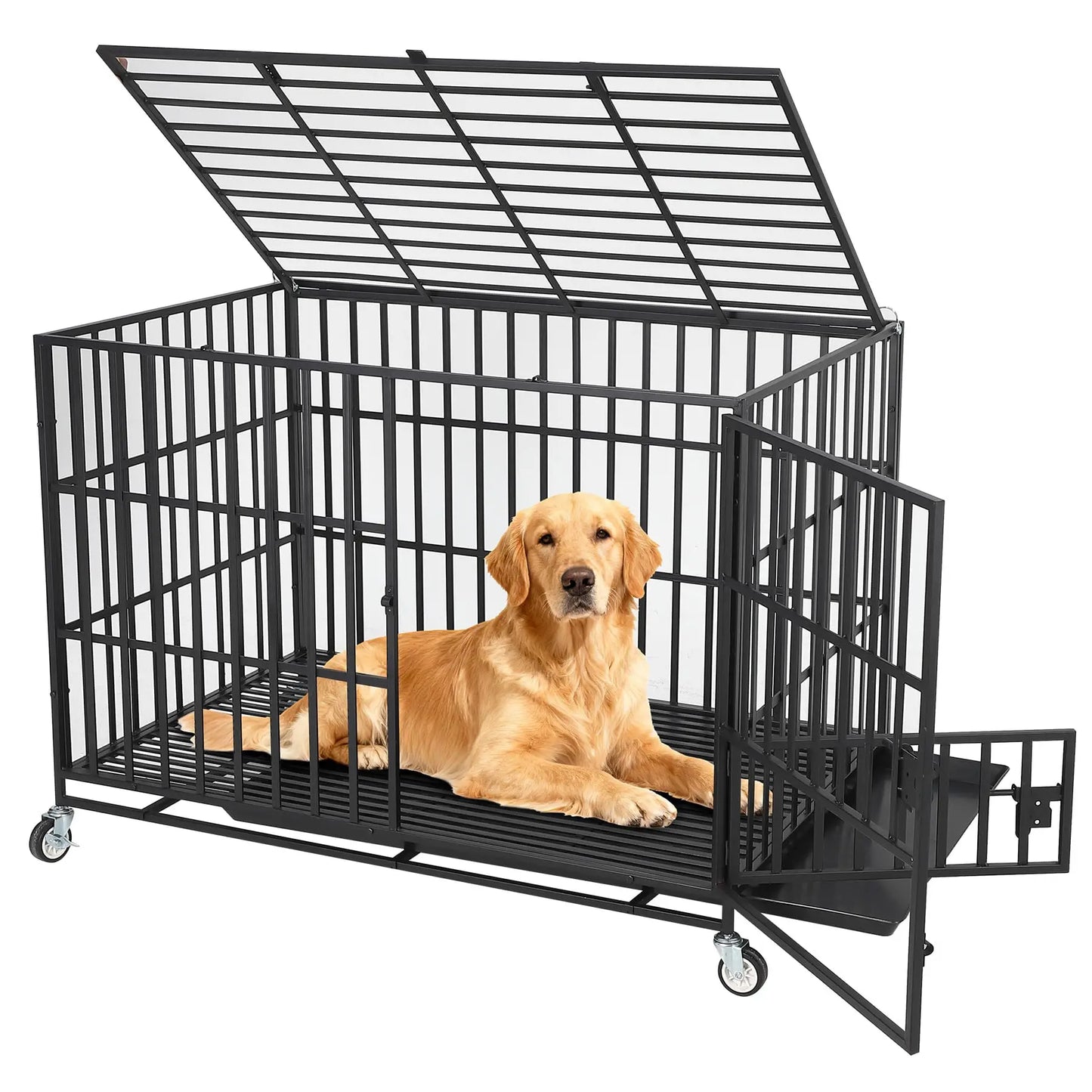 HiMISS Heavy Duty Escape Proof Metal Dog Crate With Doors