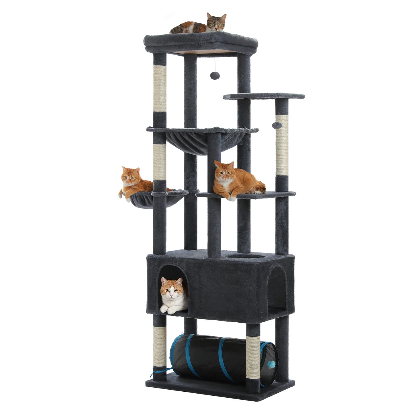 PAWZ Road Tall Cat Tree with Large Condo and Tunnels
