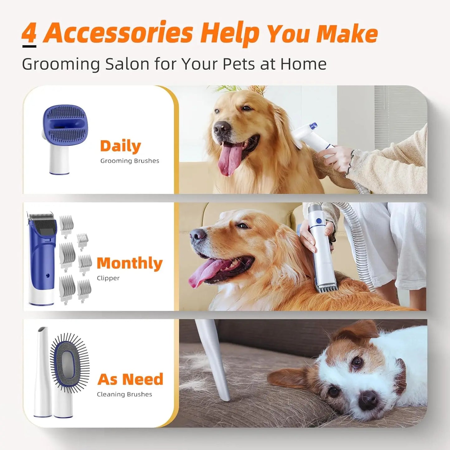 Pet Grooming Kit With Vacuum And Low Noise Clippers 15000Pa