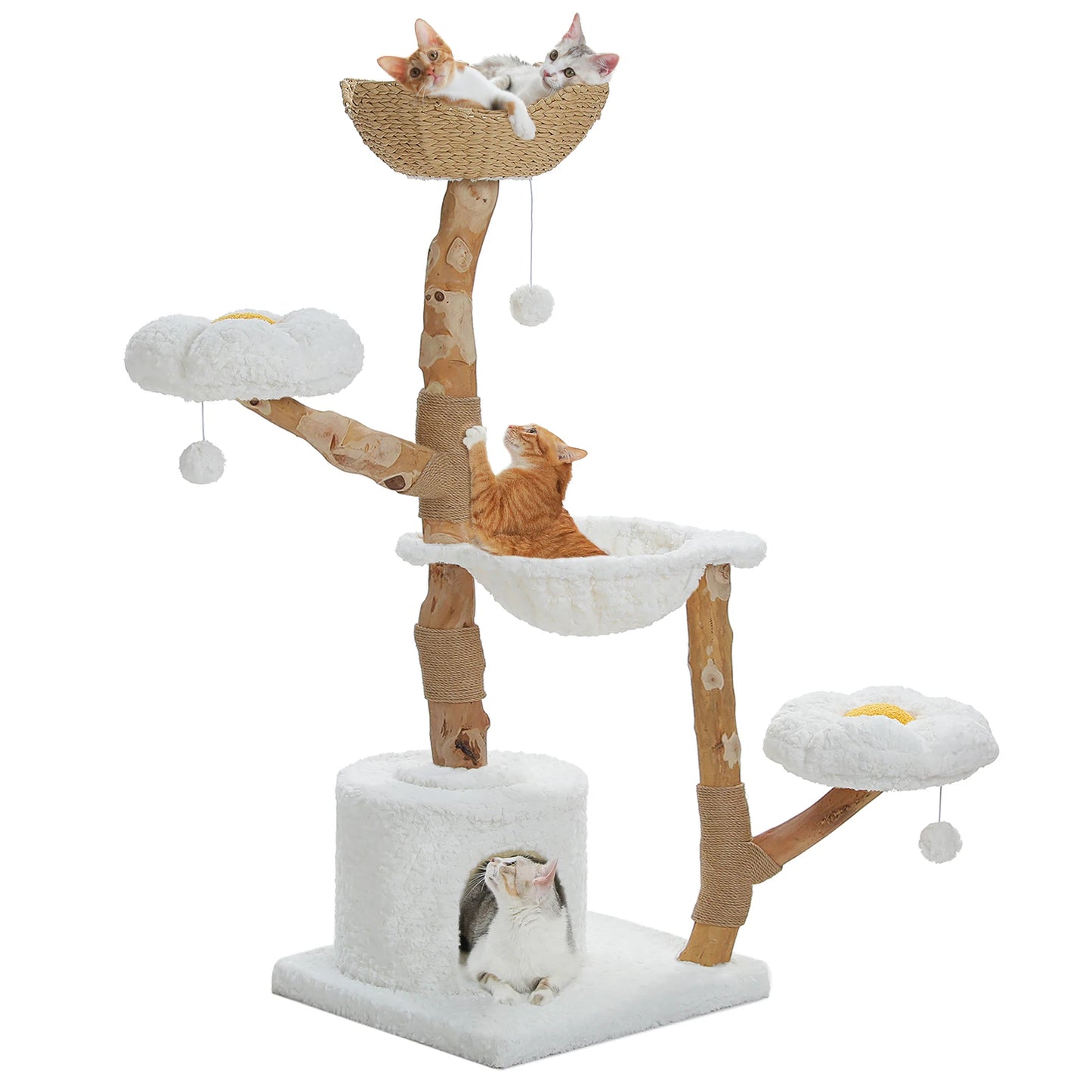 PEQULTICN Cat Tree Modern Tower With Condo Hammock Perches