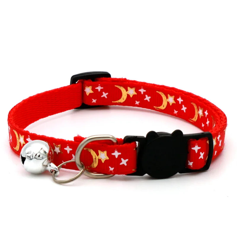 Cartoon Star Moon Cat Collar With Adjustable Bell For Safety