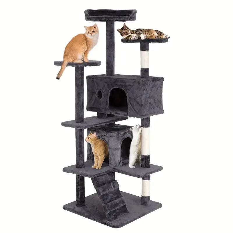 Four Tier Cat Tree With Sisal Posts And Dangling Ball