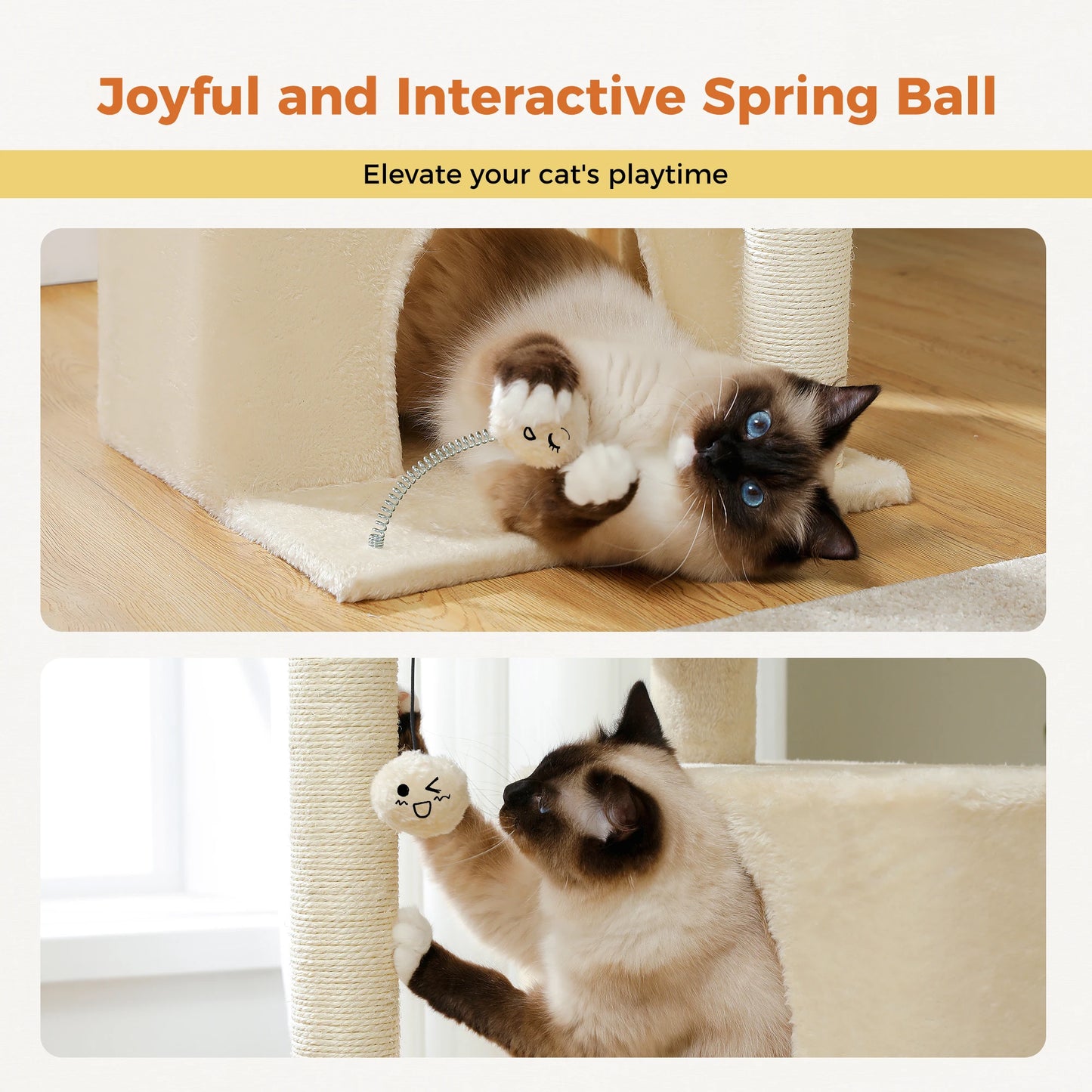 PEQULTICN Cat Tree Three Level Tower With Detachable Top Perch