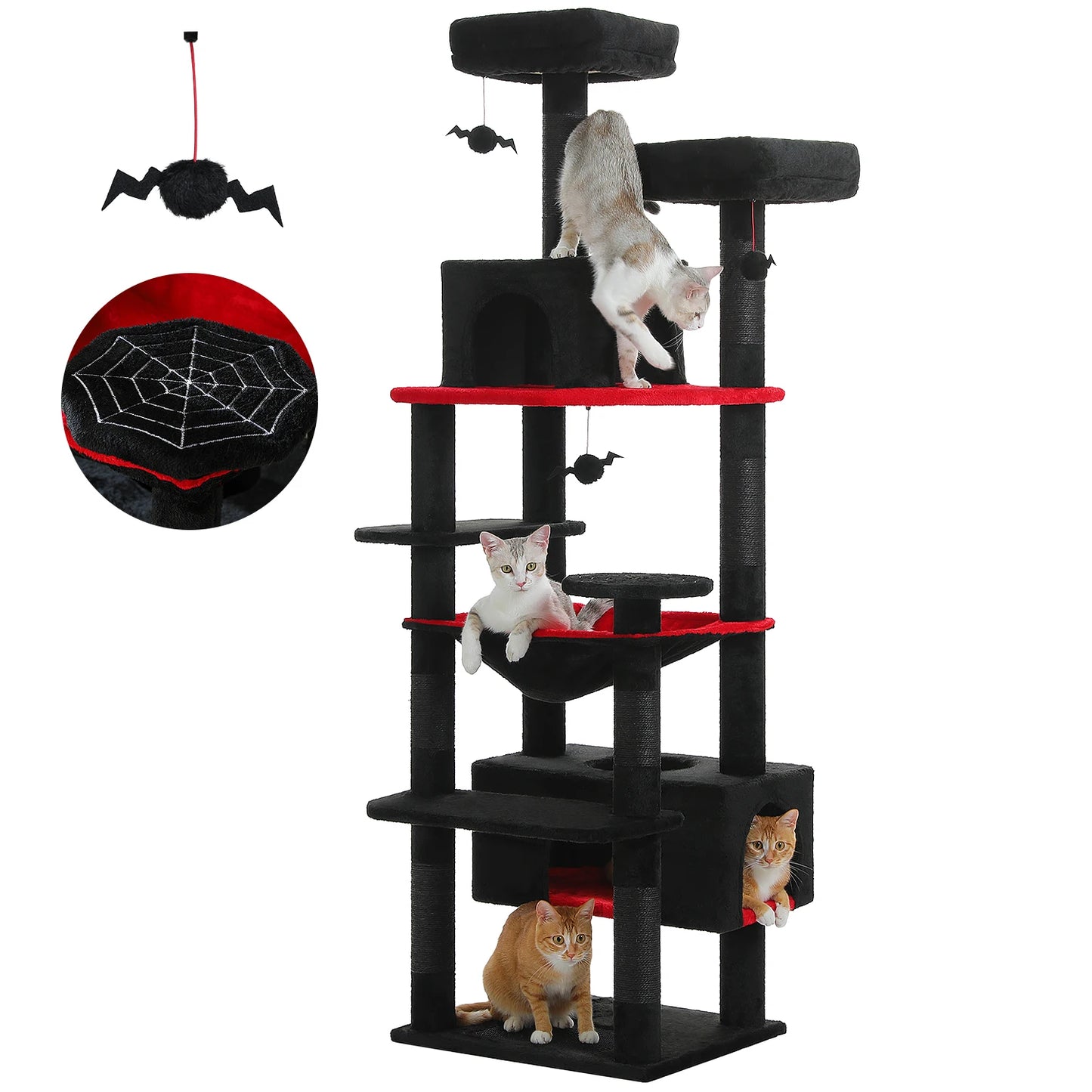 PEQULTI Multi Level Cat Tree With Scratching Posts And Hammock