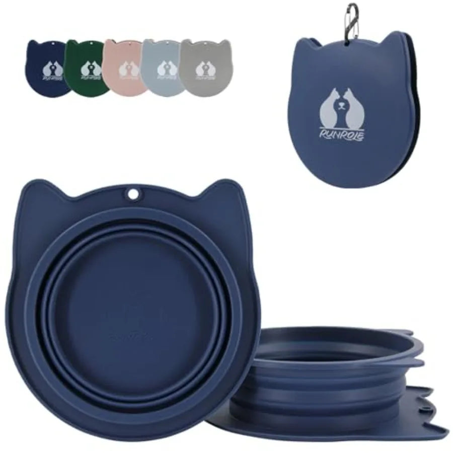 2-In-1 Collapsible Silicone Travel Bowls For Dogs And Cats