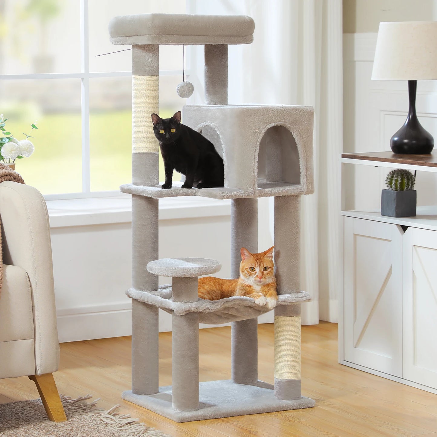 PEQULTI Five Level Cat Tree Tower With Top Perch Hammock
