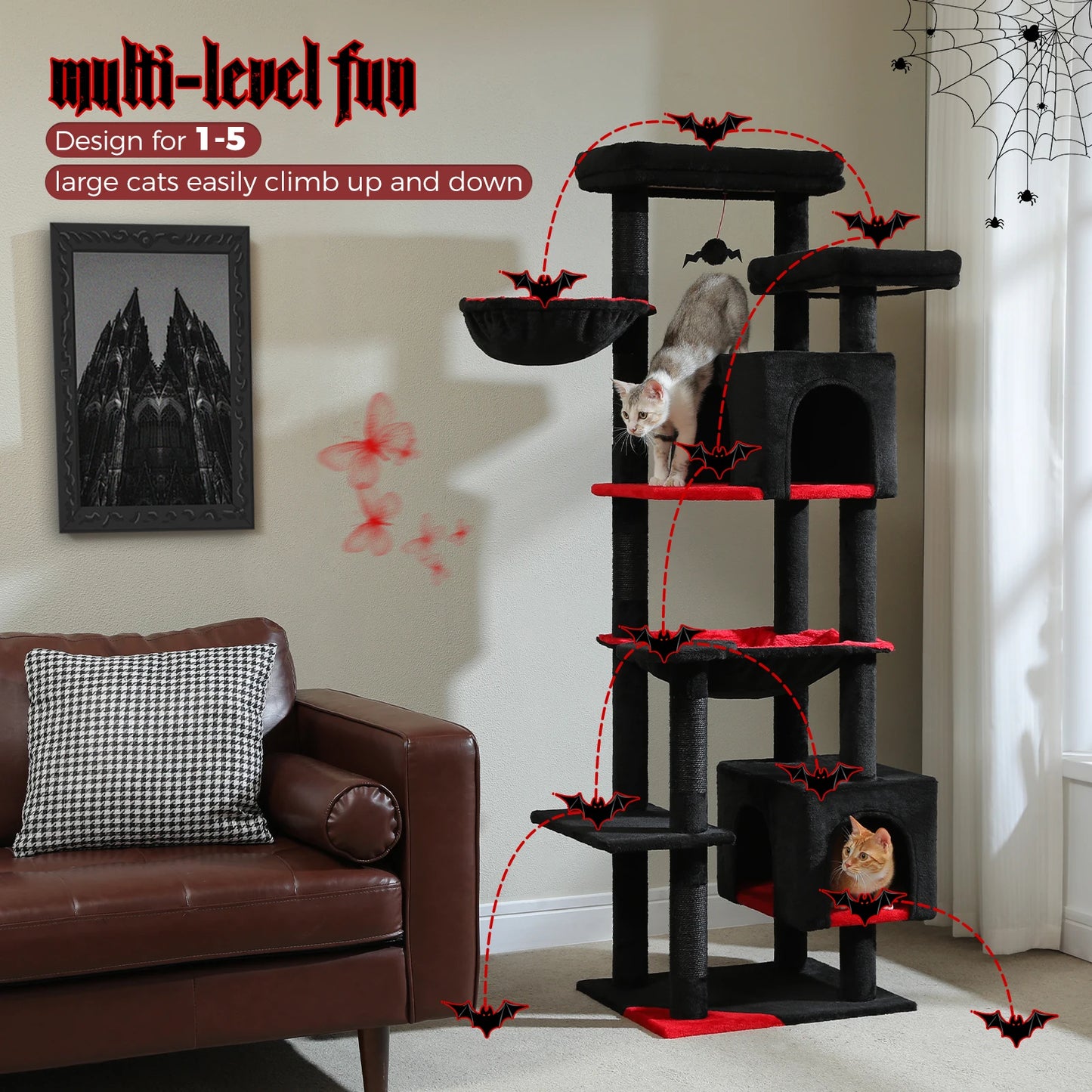 PAWZ Road Tall Cat Tree for Indoor Cats Scratching Posts