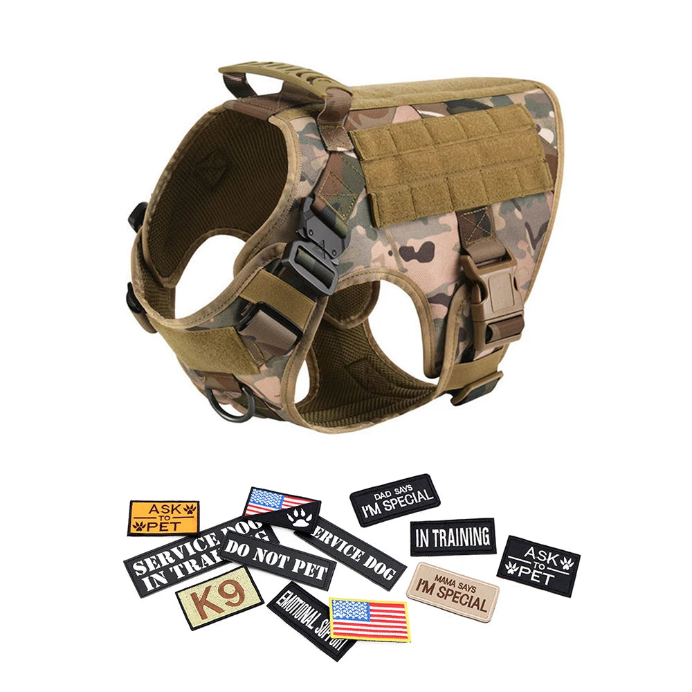 PETRAVEL Military Large Dog Harness Vest Set for Training Malinois