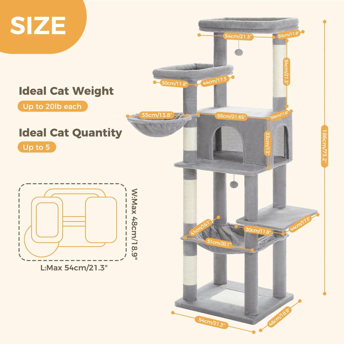 PAWZ Road Large Cat Tree For Indoor Cats