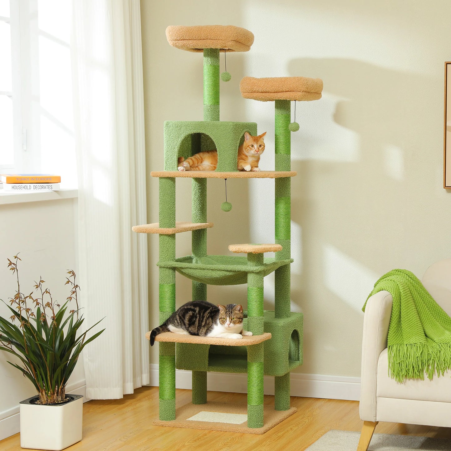 PEQULTI Multi Level Cat Tree With Scratching Posts And Hammock
