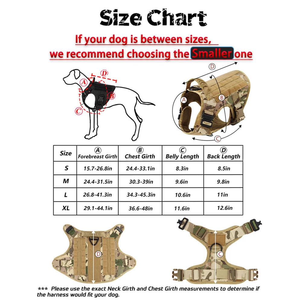 Tactical Dog Harness Leash Set for Large Dogs Training and Walking