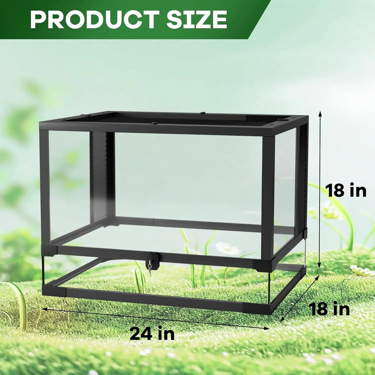 HiMISS Anti-Escape Reptile Glass Terrarium With Top And Side Ventilation