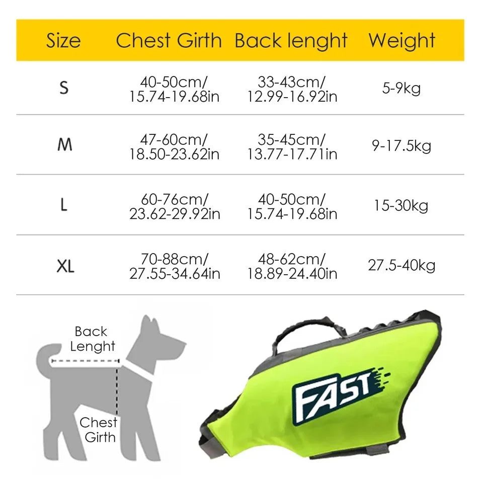 Dog Life Jacket Reflective Safety Vest for Swimming and Surfing