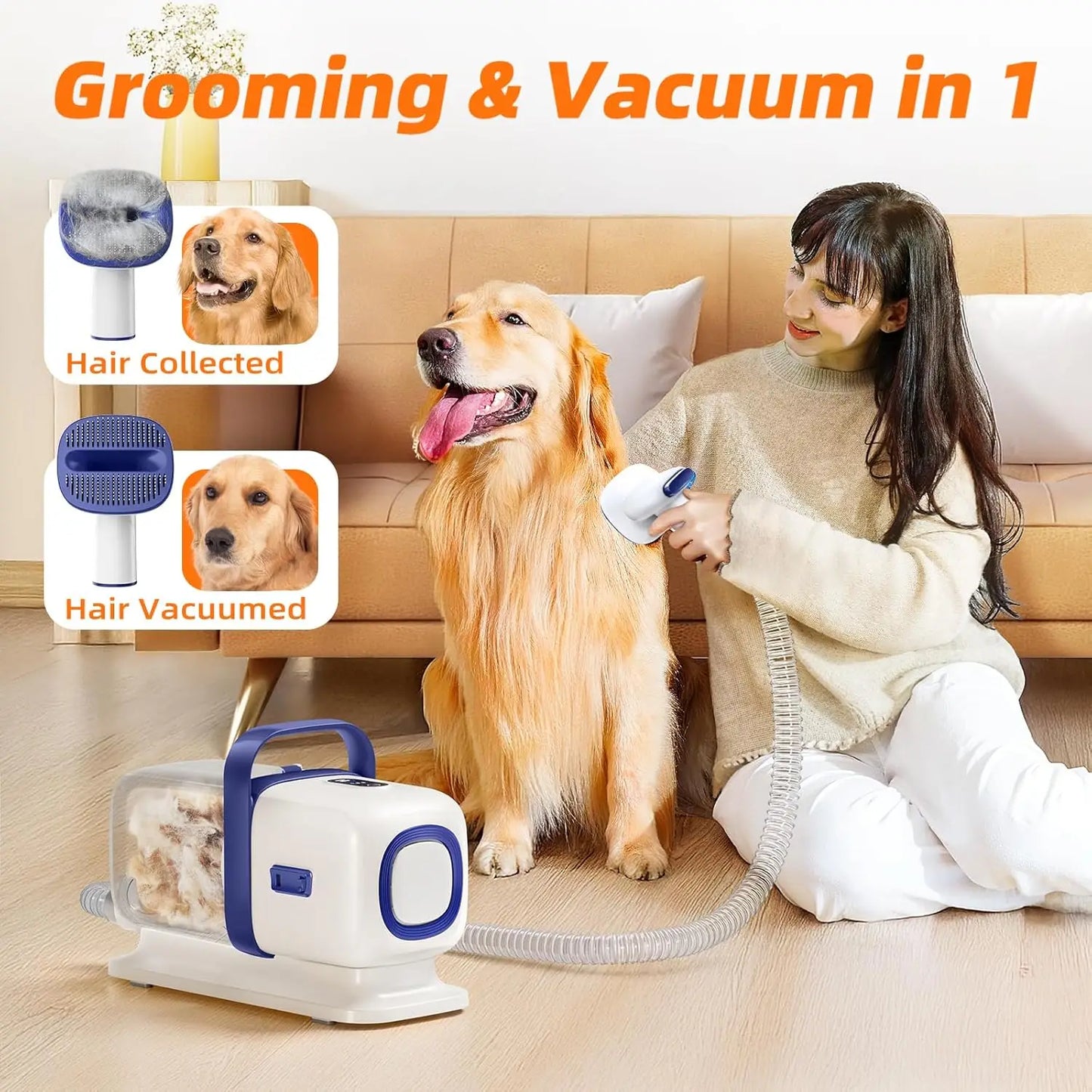 Pet Grooming Kit With Vacuum And Low Noise Clippers 15000Pa