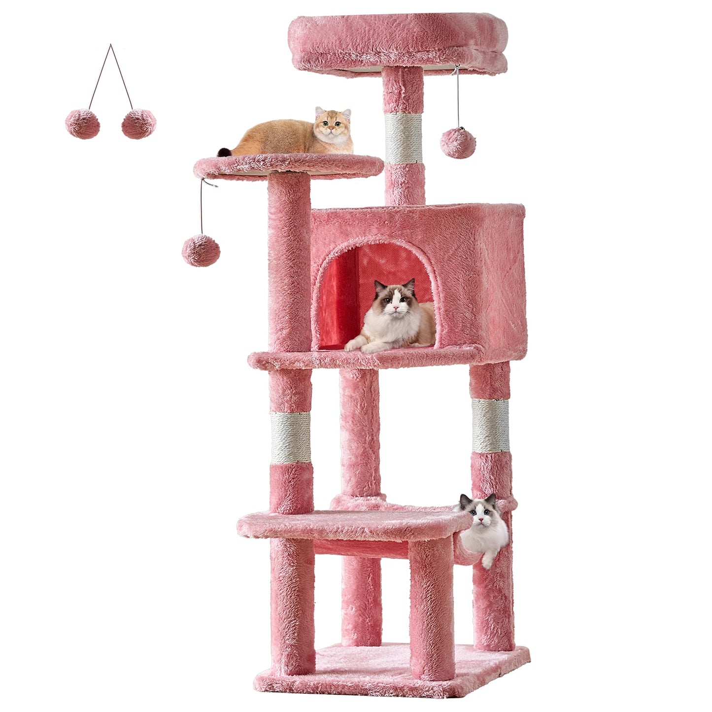 JHK Cat Tree Tower For Multi-Cat With Natural Sisal Posts