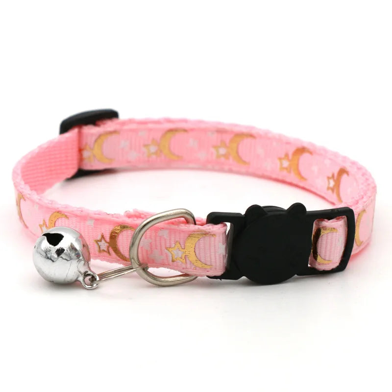 Cartoon Star Moon Cat Collar With Adjustable Bell For Safety