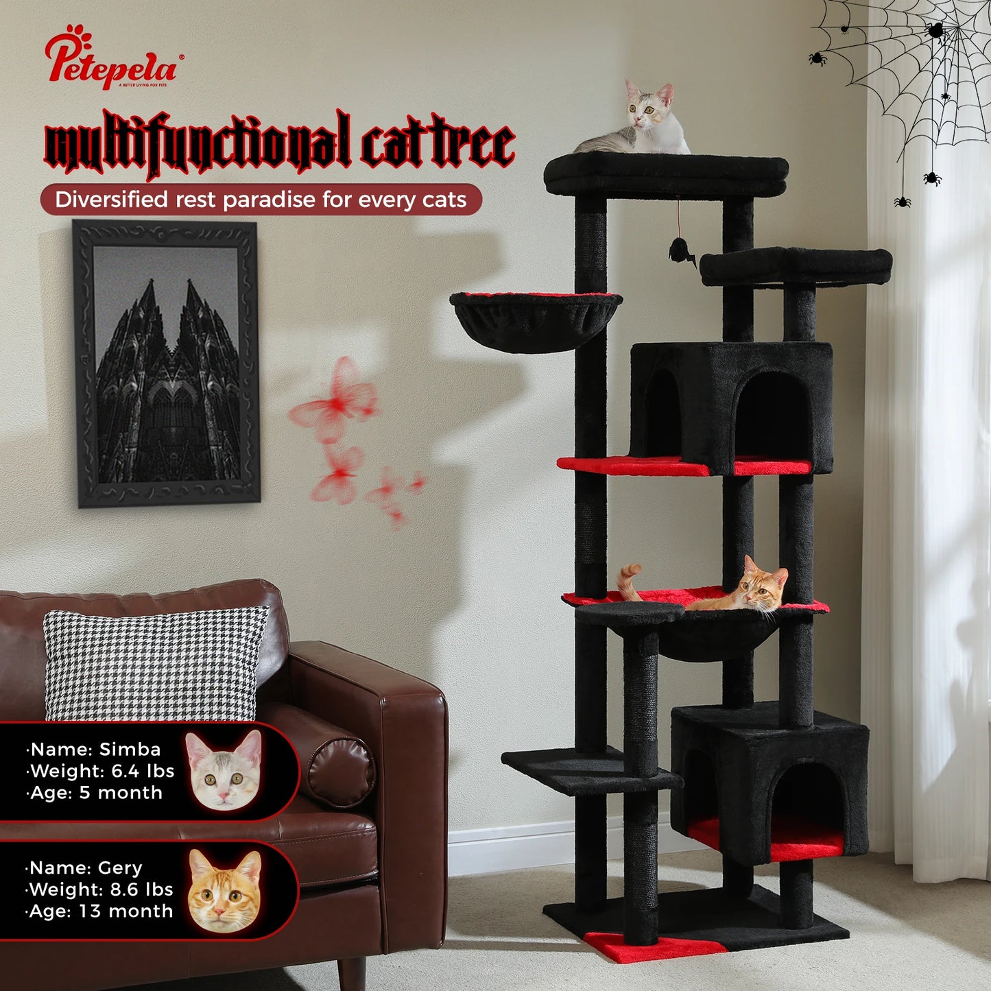 PAWZ Road Tall Cat Tree for Indoor Cats Scratching Posts