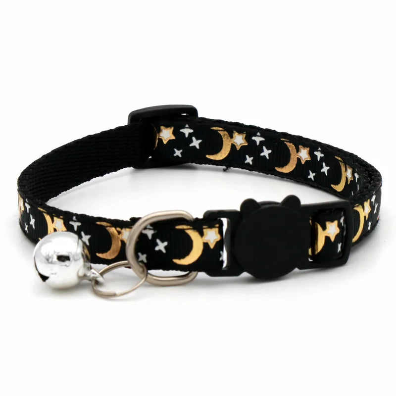 Cartoon Star Moon Cat Collar With Adjustable Bell For Safety